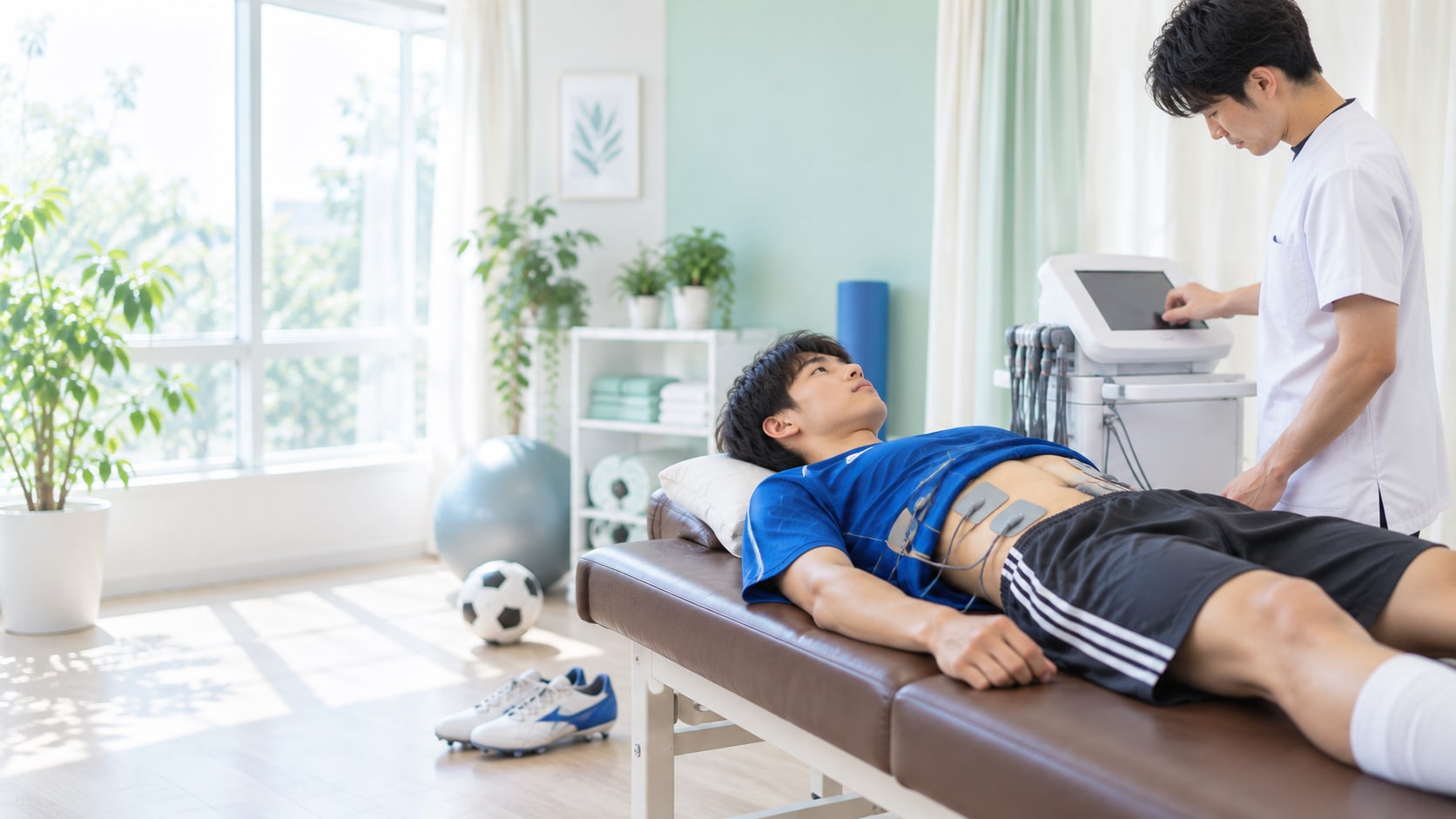学生アスリートが受ける体幹EMSトレーニング